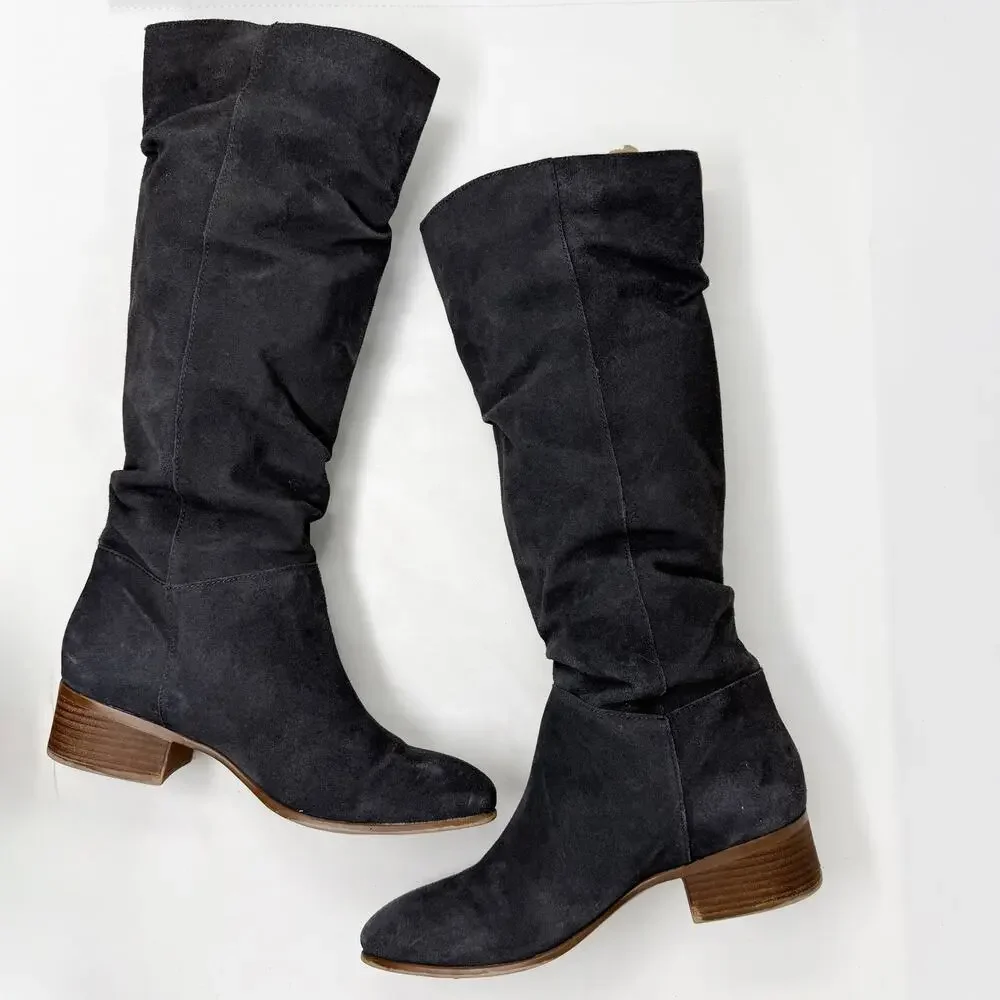 [Steve Madden] Gray Pondrosa Suede Leather Tall Knee High Slouchy Boots Size 9